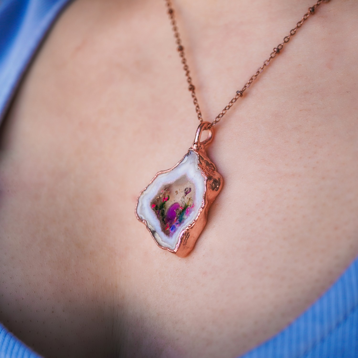 Naszyjnik Magiczny Kwiat - Agat i Ametyst - obrazek 3