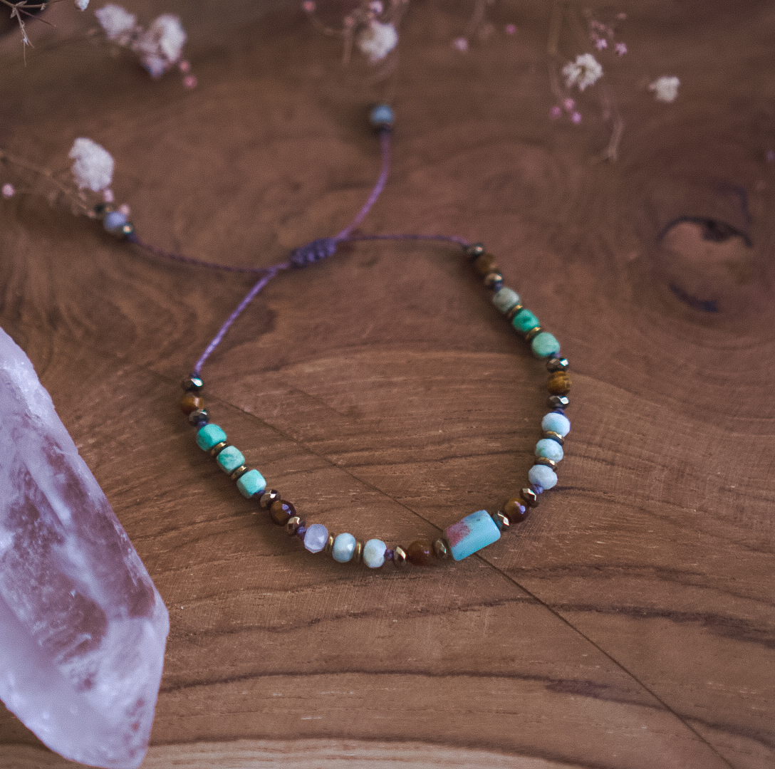 Bransoletka Kamieni Łagodności - Chryzopraz, Larimar