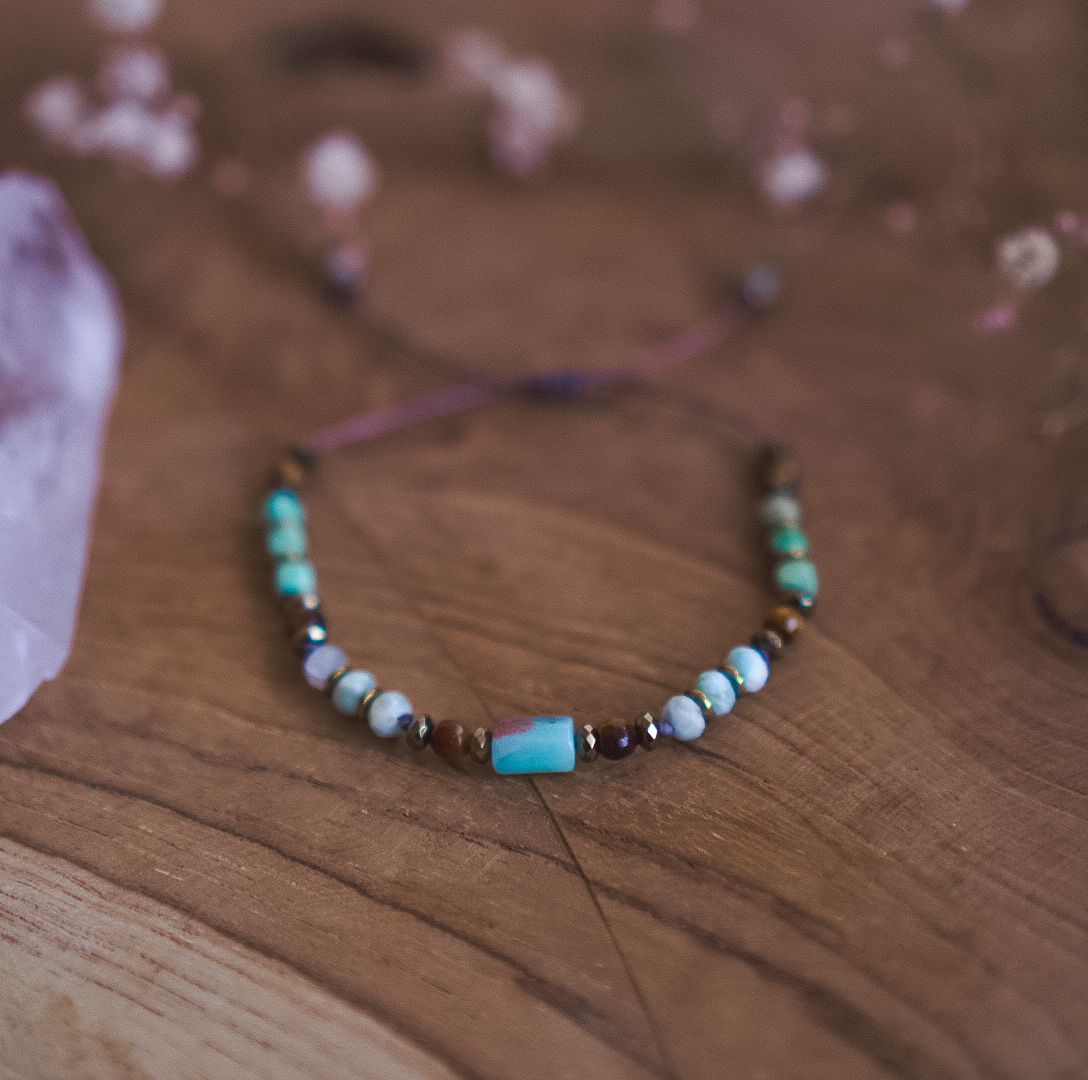 Bransoletka Kamieni Łagodności - Chryzopraz, Larimar - obrazek 3