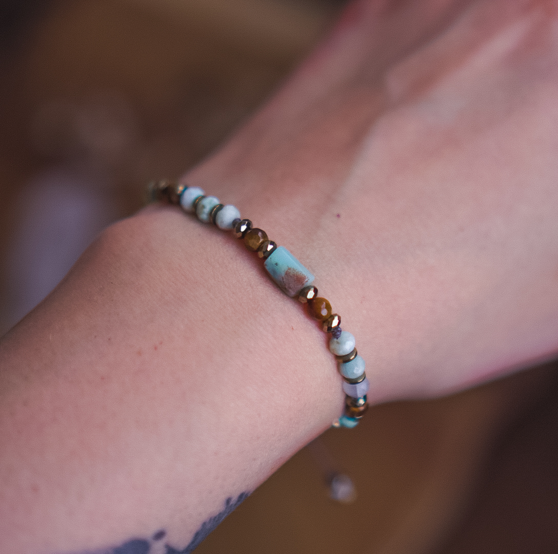 Bransoletka Kamieni Łagodności - Chryzopraz, Larimar - obrazek 2