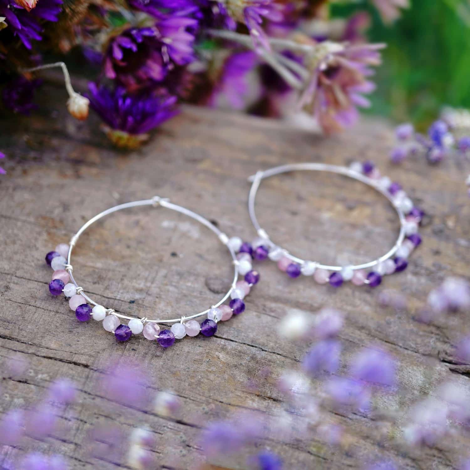 Kolczyki z kamieniem księżycowym – Światło Księżyca, srebro 925 - obrazek 3