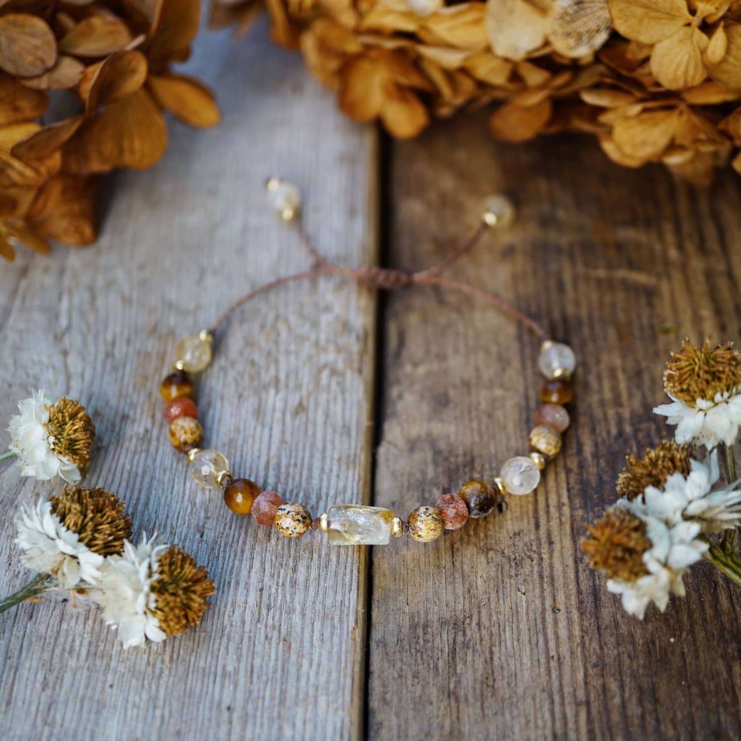 Bransoletka z cytrynem – obfitość z jaspisem, tygrysim okiem i hematytem