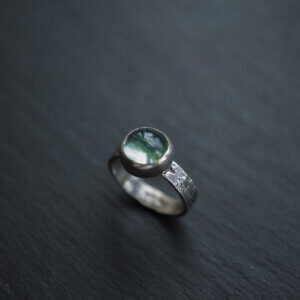 pierścionek srebrny z turmalinem błękitnym rozmiar 13