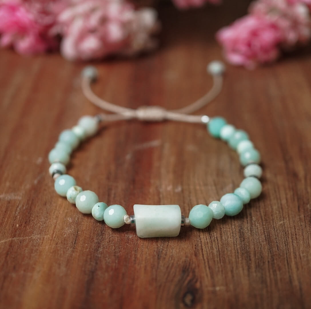 Bransoletka z larimarem – harmonia ziemi, amazonit i hematyt - obrazek 4