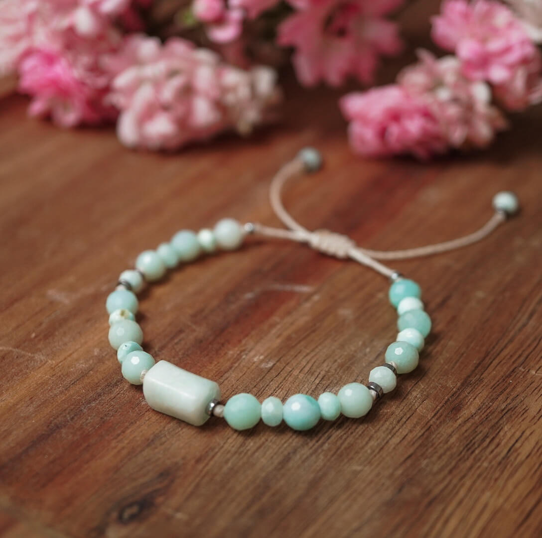 Bransoletka z larimarem – harmonia ziemi, amazonit i hematyt - obrazek 3