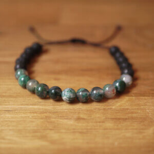 Earth Force: Bracelet with Mossy Agate, Lava