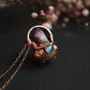 Naszyjnik Kociołek Czarownicy z Ametystem i Labradorytem