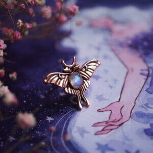 miedziany pierścionek z kamieniem księżycowym spiritdust.pl