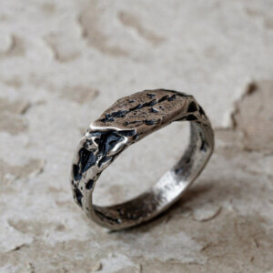 silver ring rock, size 22, satin