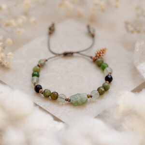 naturalna bransoletka z kyanitem zielonym i fluorytem