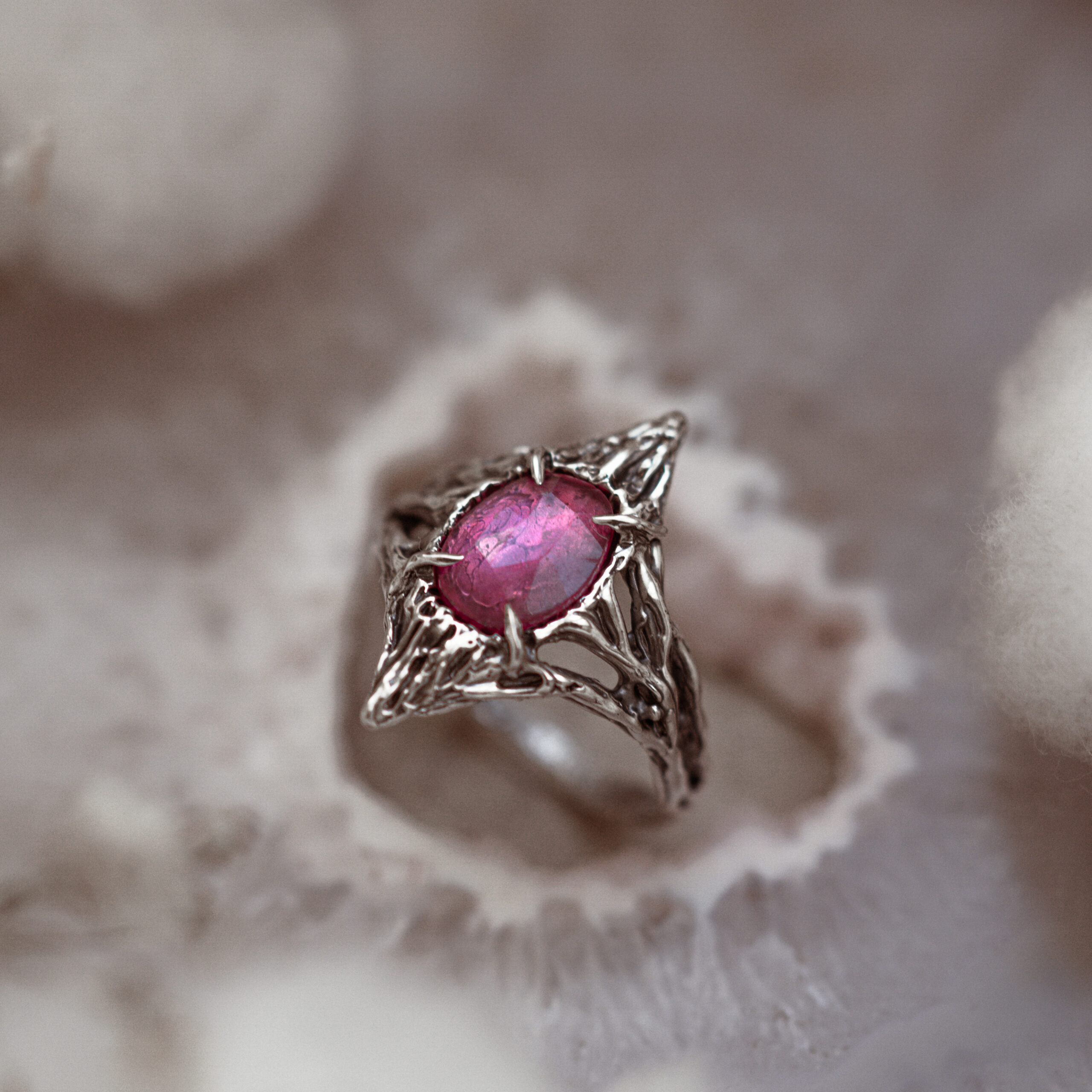 Handmade ring with pink tourmaline Spirit Dust